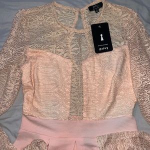 Privy privately privileged Pink Lace Dress - long Sleeve  Size M